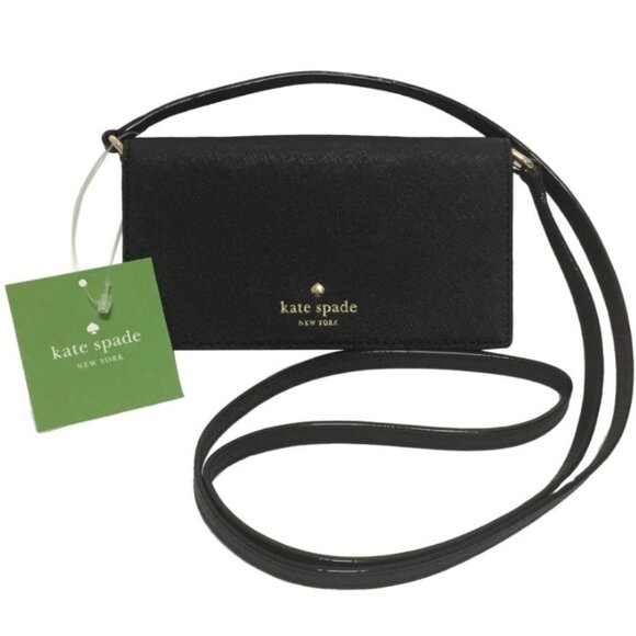 kate spade Handbags - ♠️ Kate Spade Black Leather Crossbody iPhone Case (NWT!)